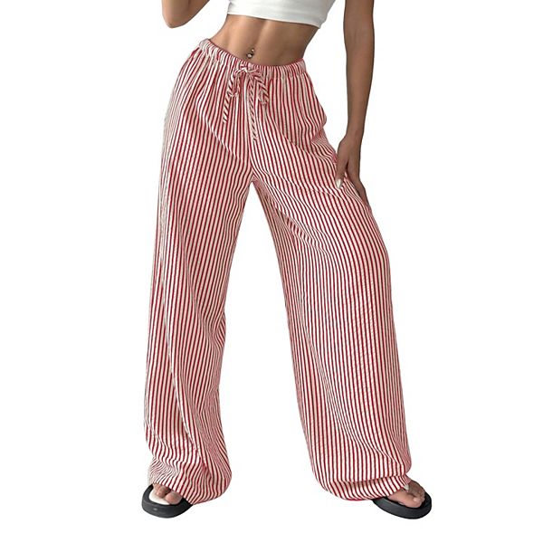 

Женские брюки прямого кроя с широкими штанинами и завязкой на поясе Seoria, Red