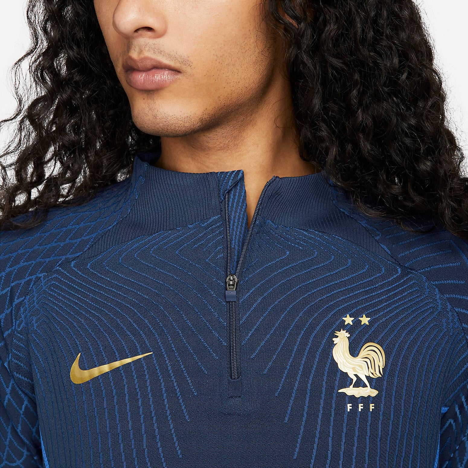 Спортивный топ Nike France Dri-fit ADV Elite 1/4 Zip Strike Drill Top 'Blue' DH6423-410, синий — фото 3