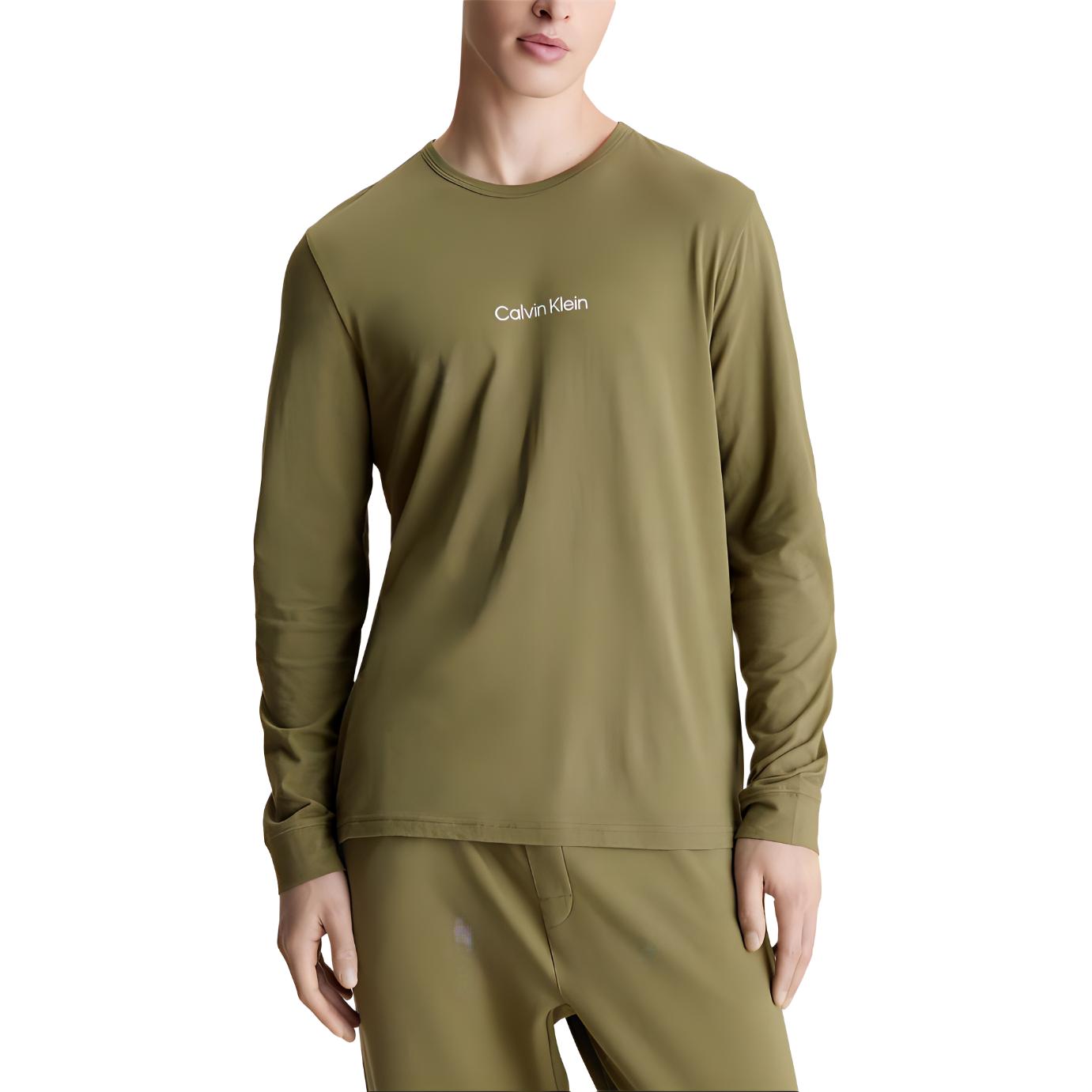 Calvin Klein Футболка с длинным рукавом и круглым вырезом CK, пижамная, европейская версия, мужская, Khaki — фото 2
