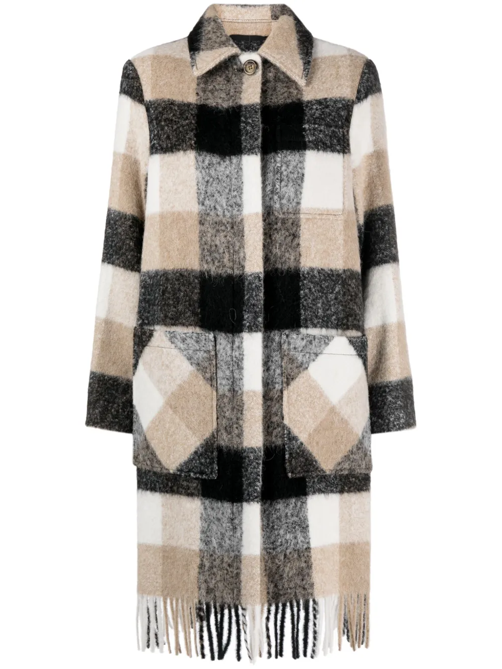 

Клетчатое пальто с бахромой WOOLRICH, нейтральный