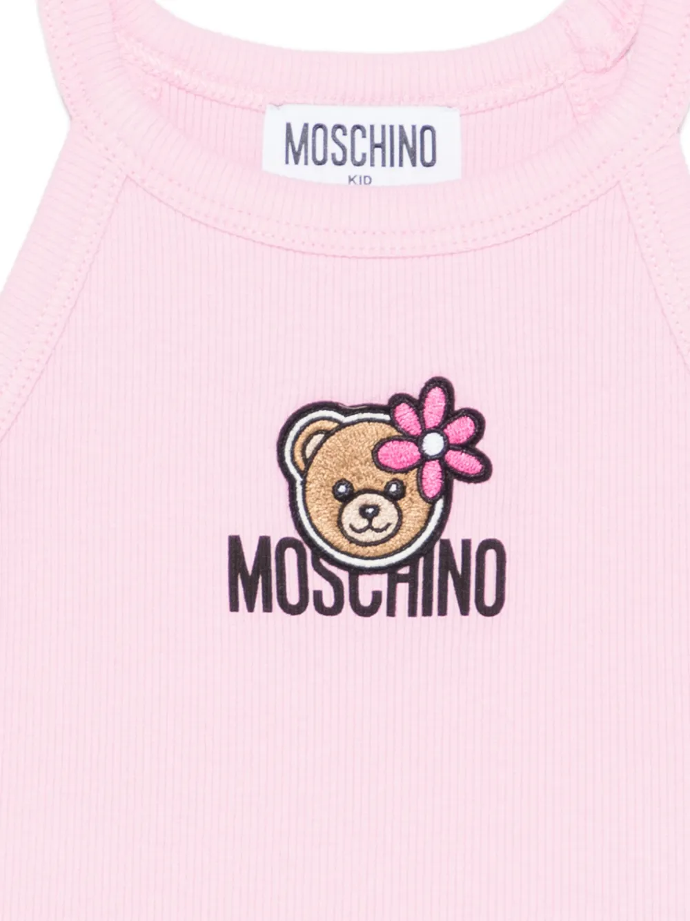 Майка с вышитым логотипом Moschino Kids, розовый — фото 3