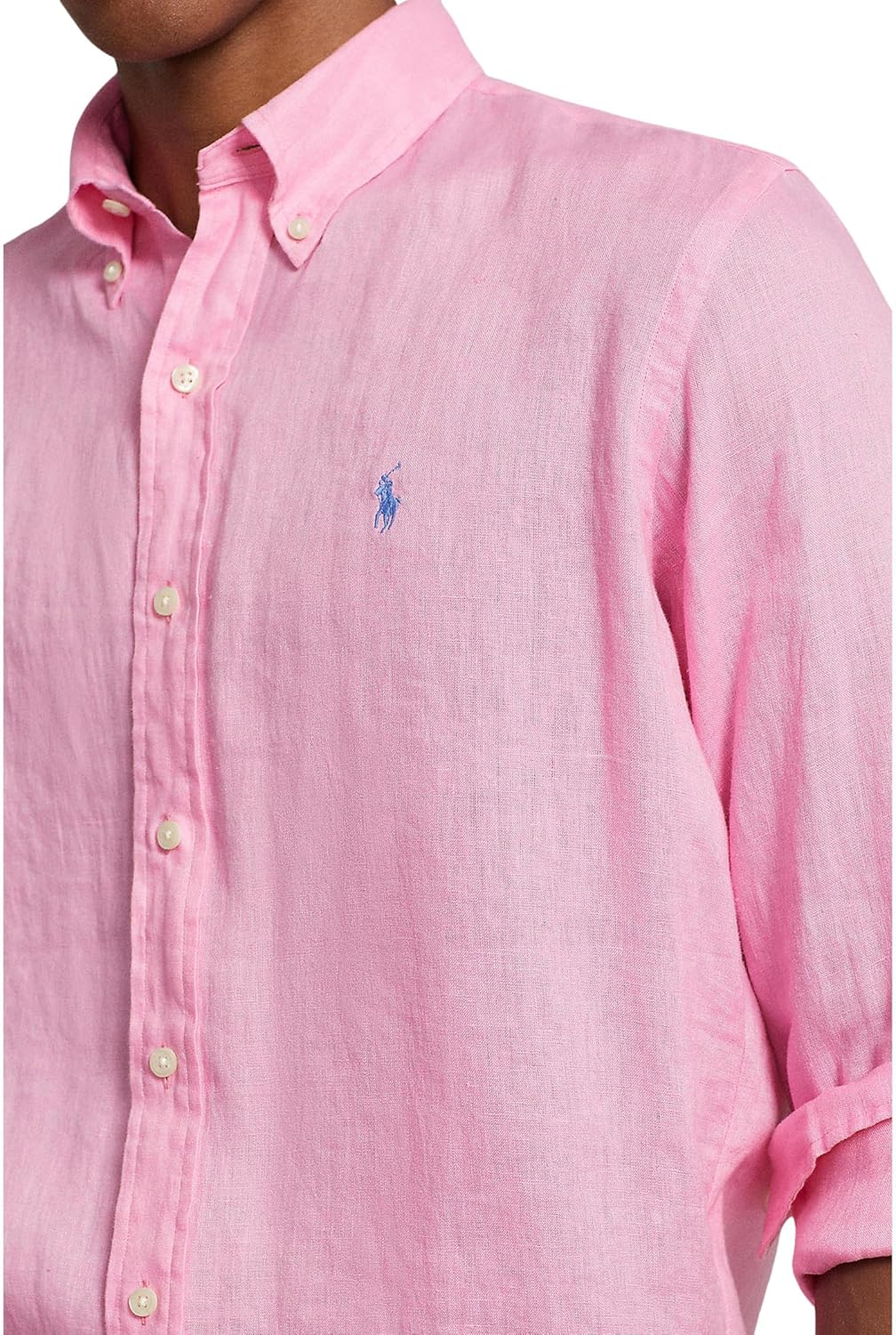 POLO RALPH LAUREN Мужская льняная рубашка с длинным рукавом, Harbor Pink — фото 3