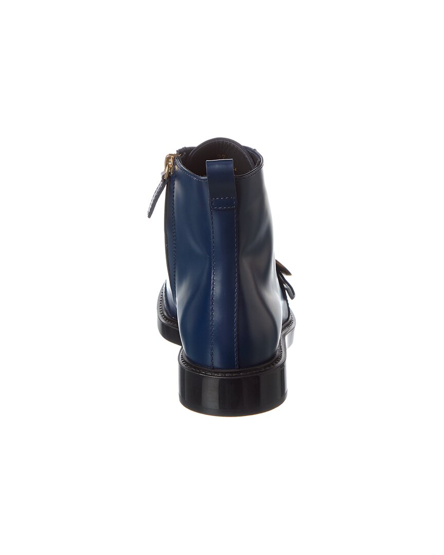 Ботинки TOD's Leather Boot на шнуровке, синий — фото 3