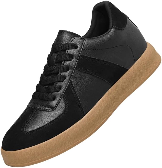 

Мужские винтажные белые кроссовки - повседневные шнурованные обувь с округлым носком и прочной резиновой подошвой, стелька приподнята на 3,15 см для комфорта в любое время года, Классическая ретро-обувь Clolinde