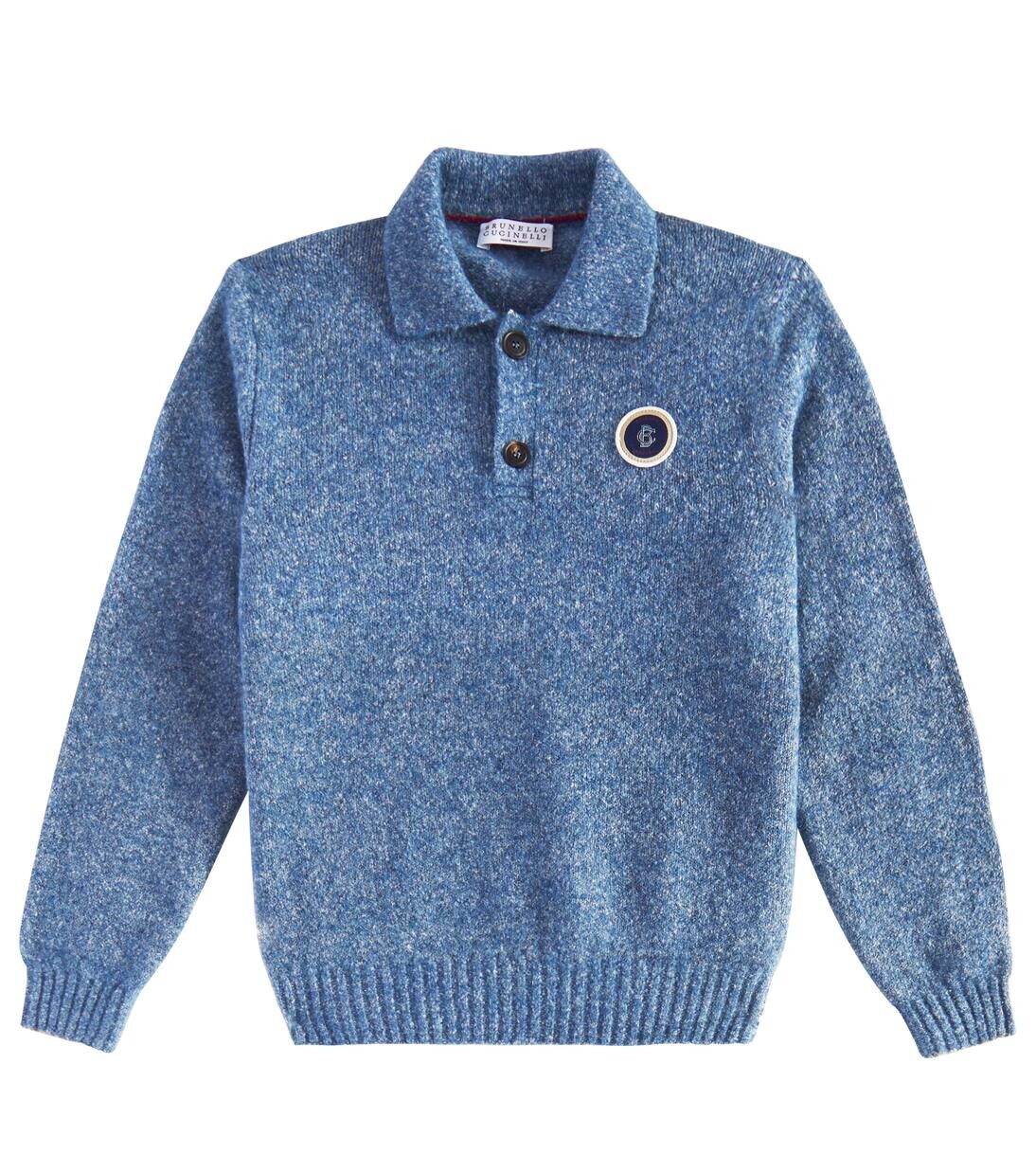 

Свитер поло Brunello Cucinelli Kids, цвет sky blue