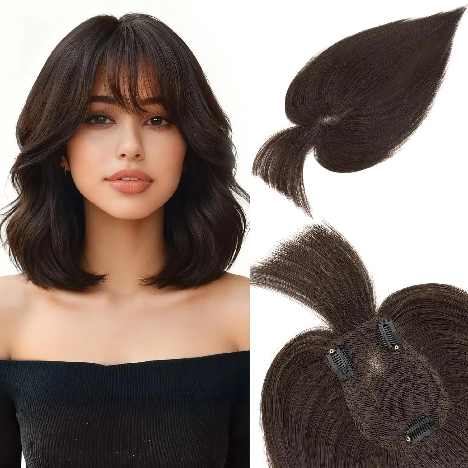 Женский топпер для волос «Airy Bangs» с челкой из натуральных волос от MY-LADY My-Lady, 35 G Dark Brown