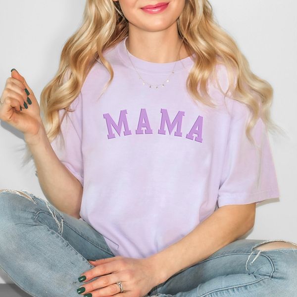 

Футболка Mama bold puff print для женщин, окрашенная в готовом виде Simply Sage Market, Orchid