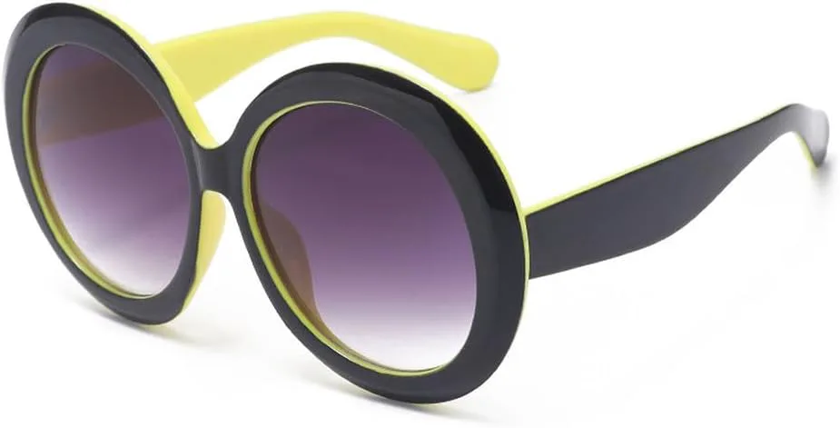 

Винтажные большие круглые солнцезащитные очки для женщин, коричневый градиент, увеличенного размера, модные, с зеркальными линзами и прозрачными линзами HYYZZC, C1