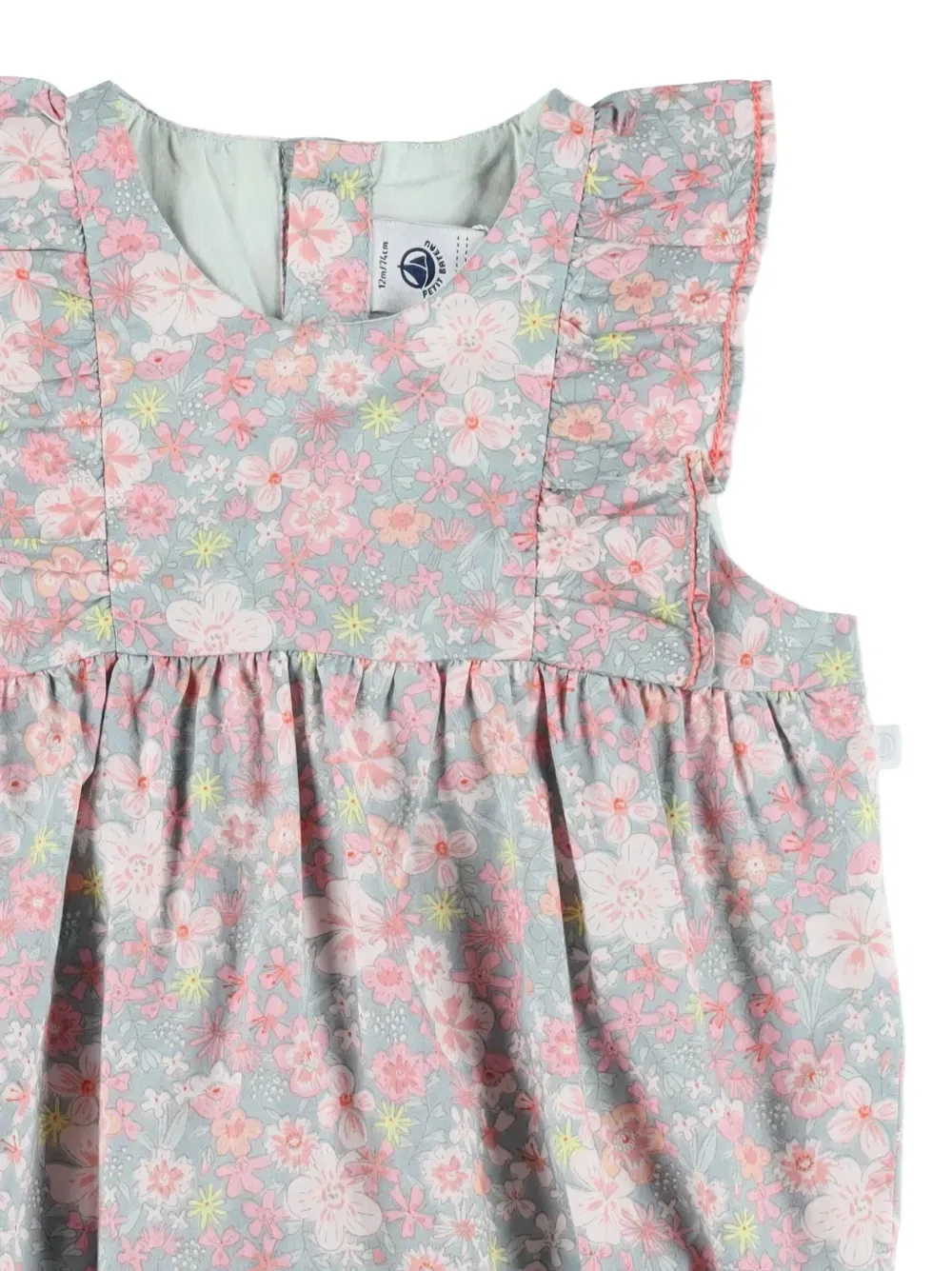 Ромпер с оборками и цветочным принтом Petit Bateau, синий — фото 3
