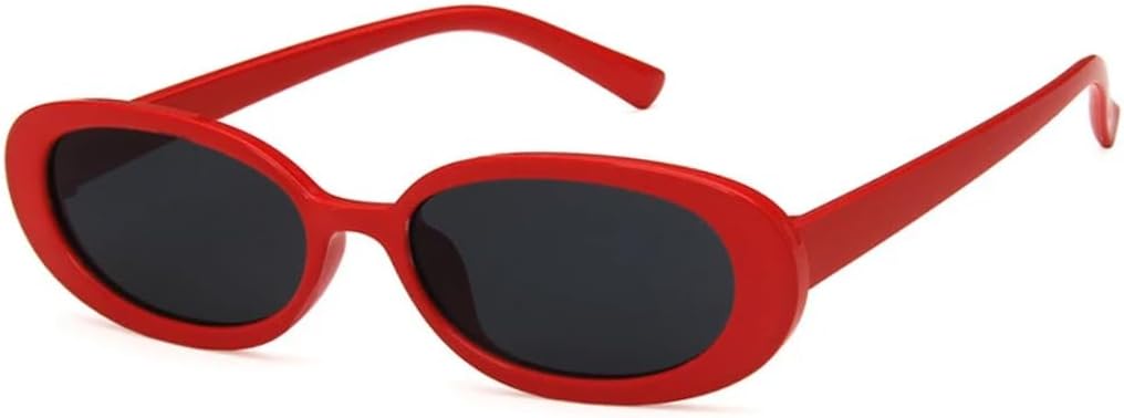 

Солнцезащитные очки с защитой UV400 | Овальные маленькие линзы конфетного цвета | Для женщин и мужчин, для занятий спортом на открытом воздухе и вождения DSVIGF, Red Grey