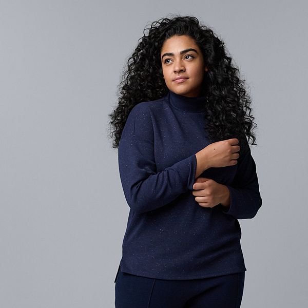 

Скабка-топ с длинным рукавом и воротником-стойкой Plus size Simply Vera Vera Wang, Liberty Navy