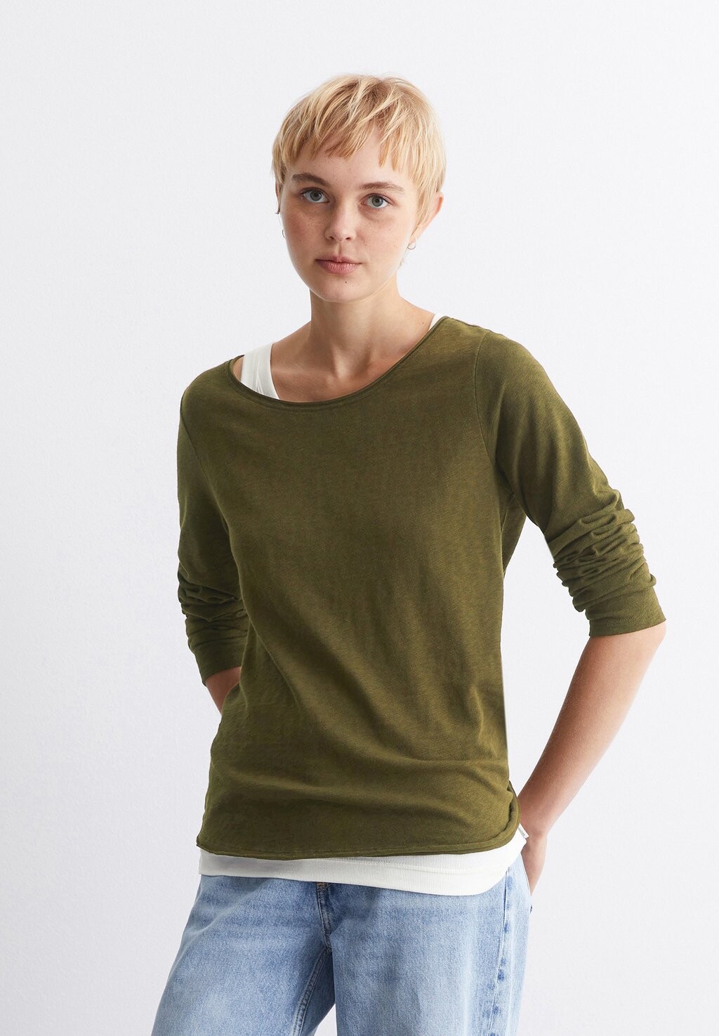 

Топ с длинными рукавами ROLLED NECKLINE Marc O'Polo DENIM, темно-зеленый