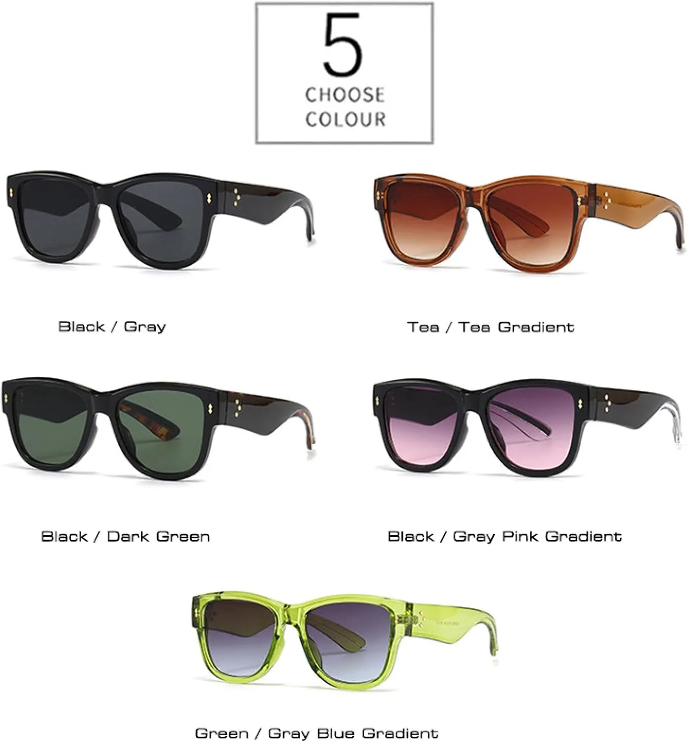 

Женские солнцезащитные очки в стиле панк с градиентным переходом, солнцезащитные очки UV400 для мужчин, солнцезащитные очки с заклепками DSVIGF, Tea Tea Gradient