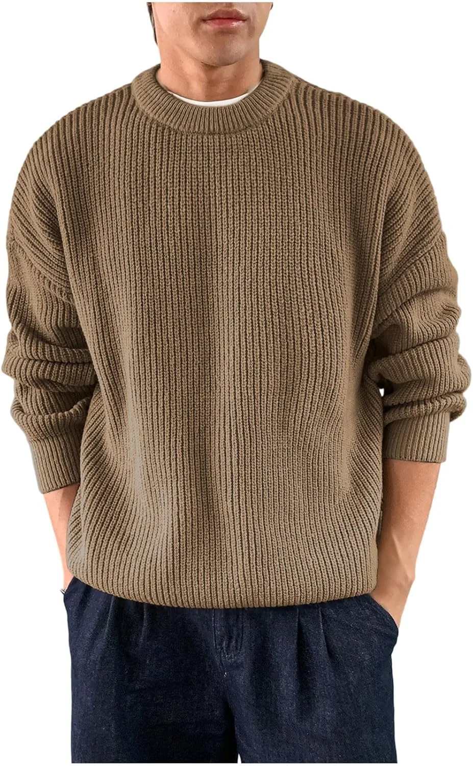 

Мужской свитер-пуловер вязаный текстурированный свободного кроя