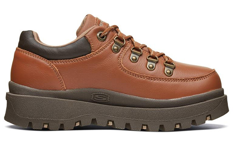 Современные удобные туфли на платформе женские низкие коричневые Skechers — фото 2