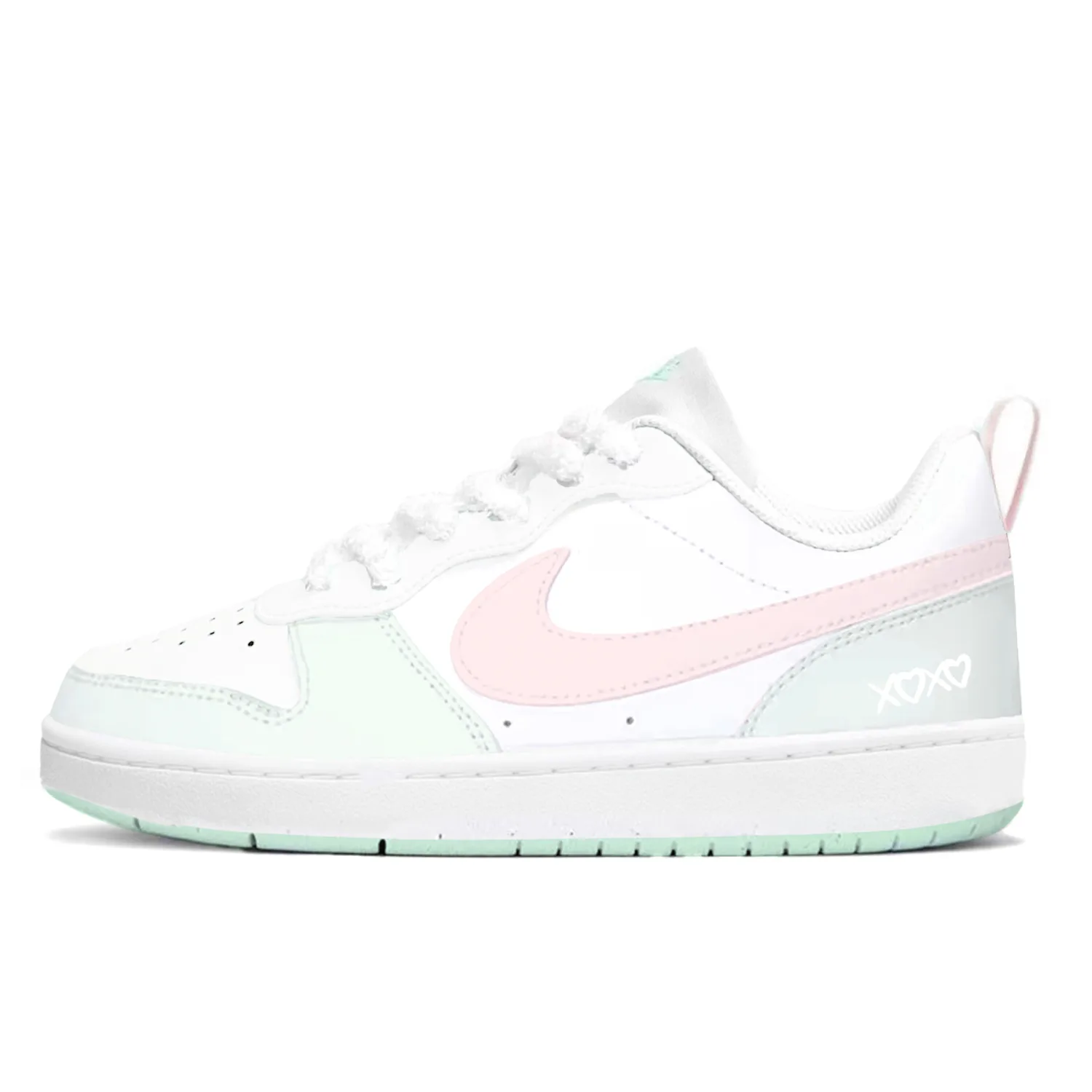 Nike Кроссовки для скейтбординга Court Borough Sweetheart Oolong с амортизацией и износостойкой подошвой, низкие, розово-зеленые