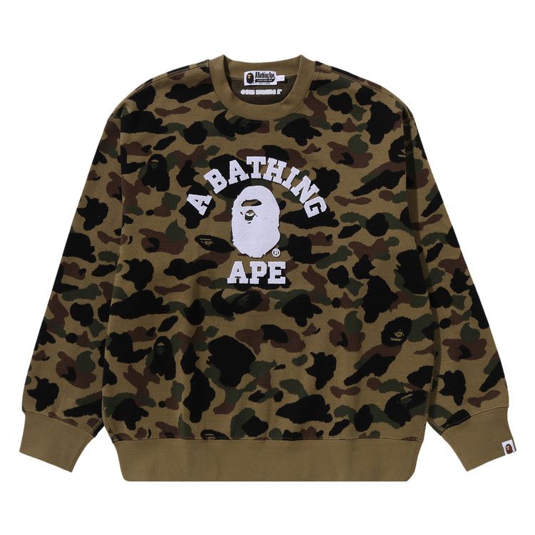 

Толстовка BAPE 1st Camo Jacquard College Relax Fit Crewneck Sweatshirt, Green