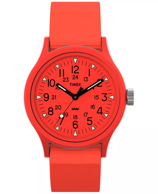 

Мужские кварцевые аналоговые часы из оранжевого нейлона, 36 мм Timex, orange