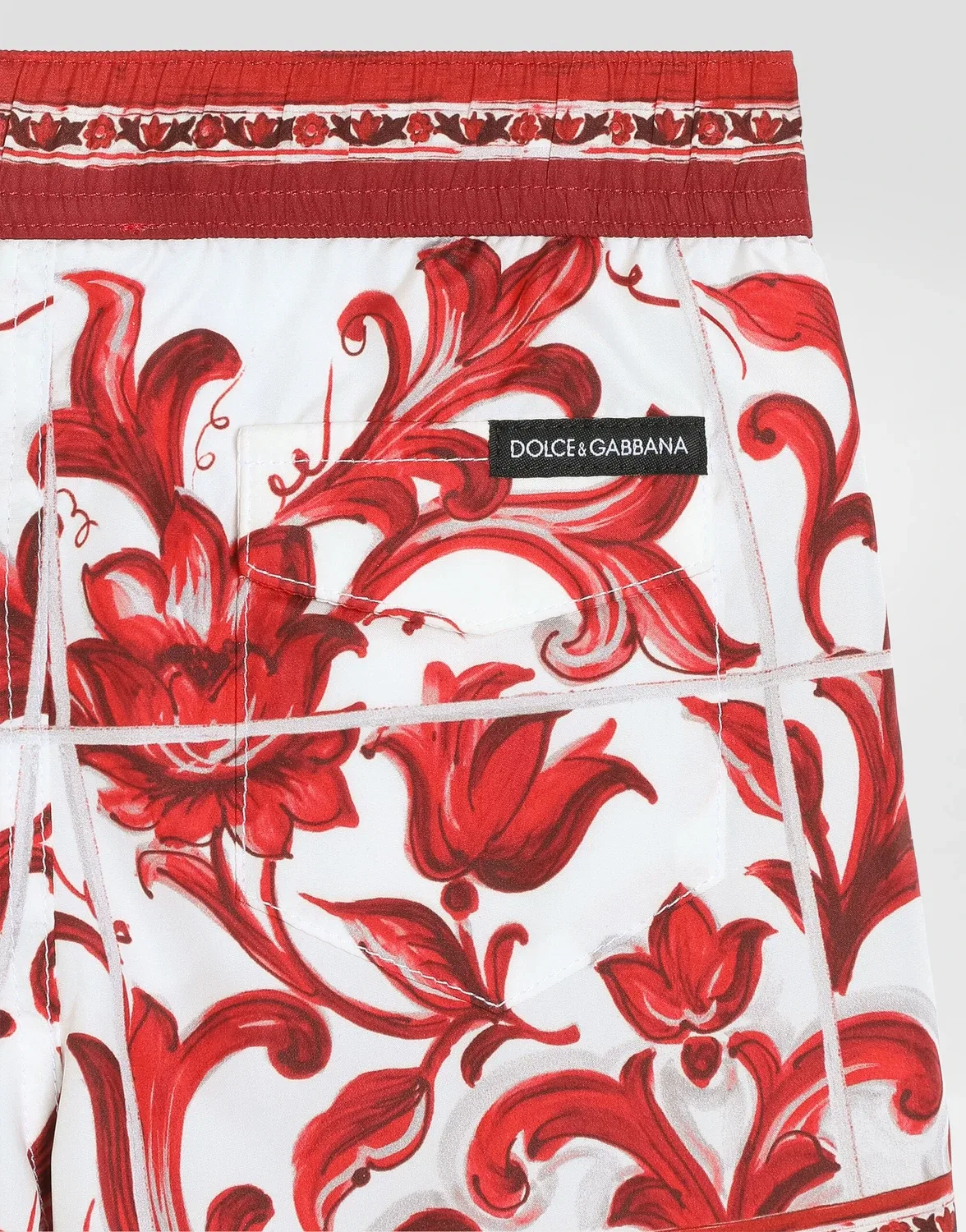 Нейлоновые шорты-боксеры с принтом "Майолика" Dolce & Gabbana, бежевый — фото 3