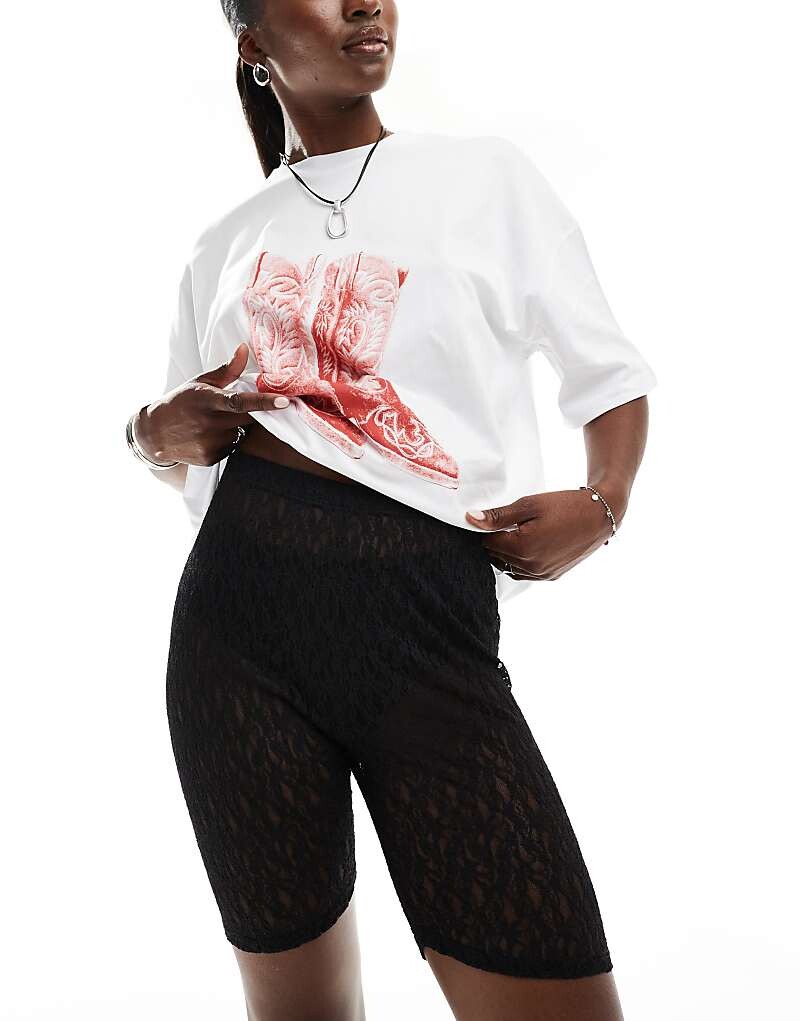 

ASOS DESIGN – Черные короткие кружевные леггинсы