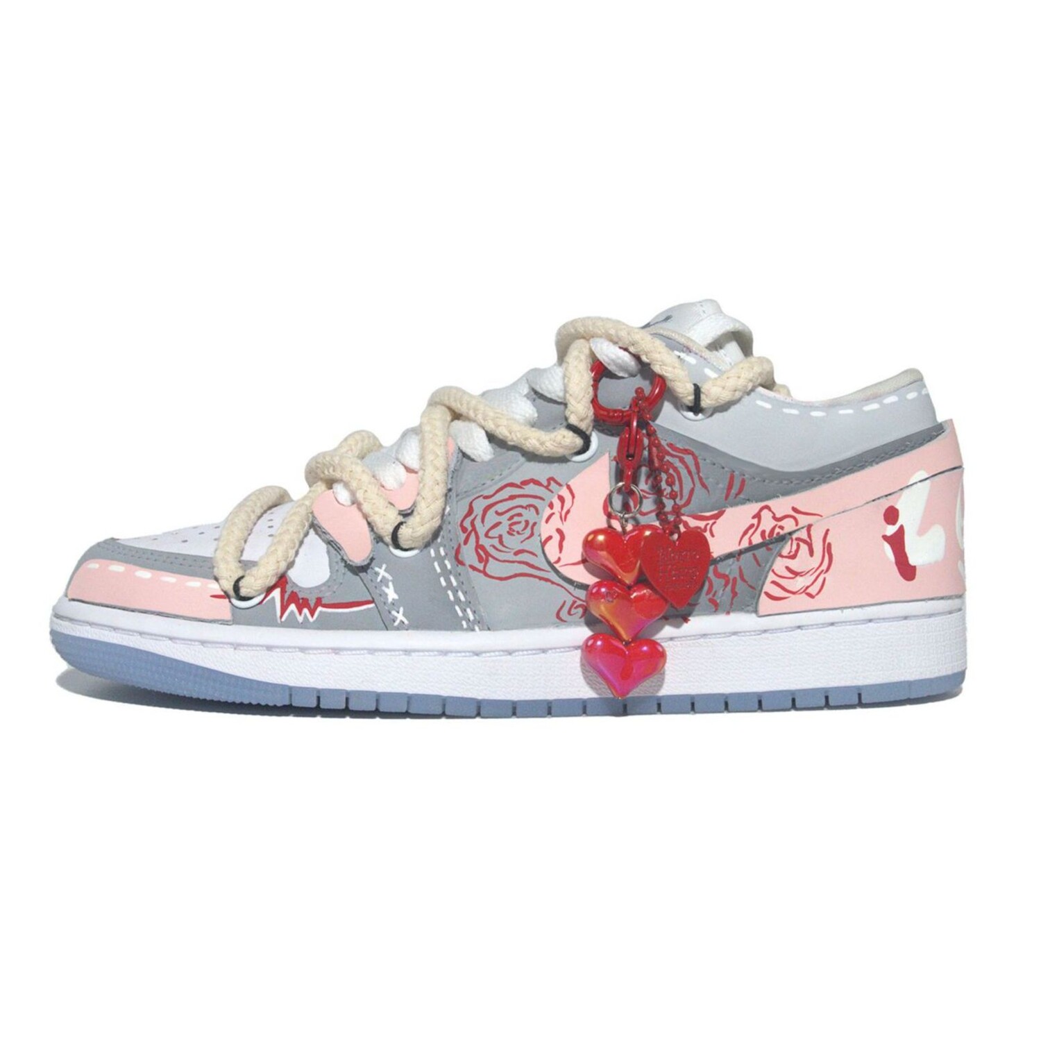 

Кроссовки Air Jordan 1 Vintage Basketball Shoes Women's Low-top Heather Gray/Dusty Pink, светло-серый