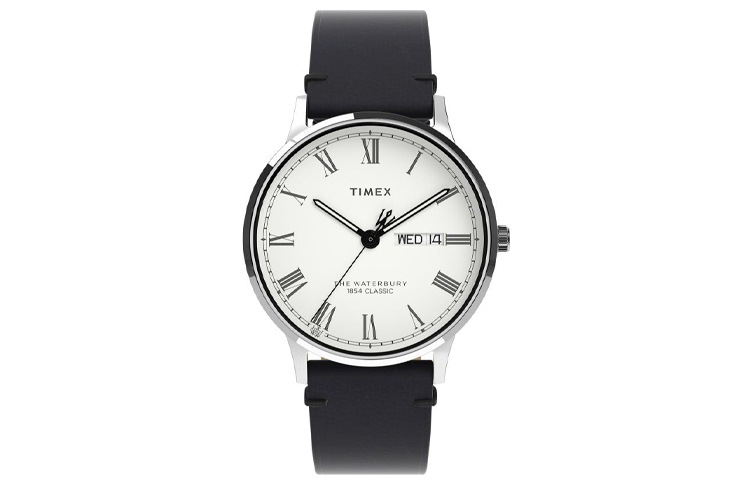 

TIMEX Часы WATERBURY Collection Wrist Watch Quartz Movement Leather Strap 40mm White Dial Men's Watch TW2W15000, White Dial