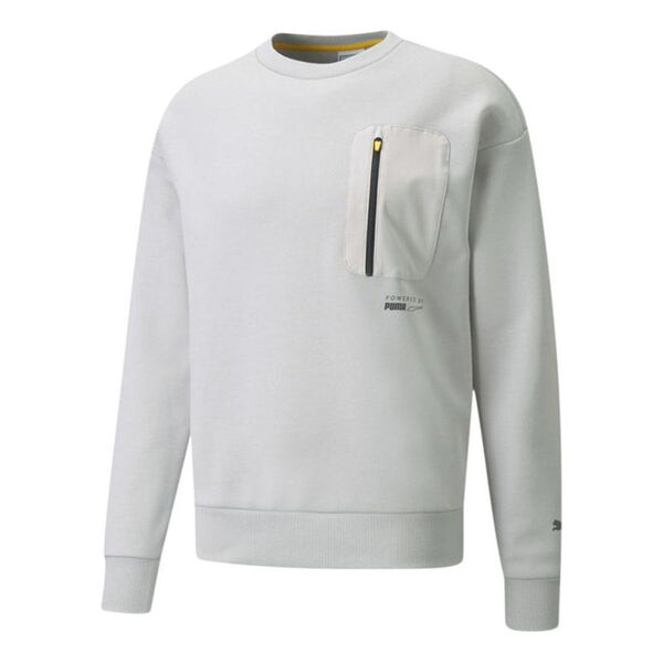 

Толстовка protec.t crew chest zipper pocket pullover round neck sports light grey Puma, серый
