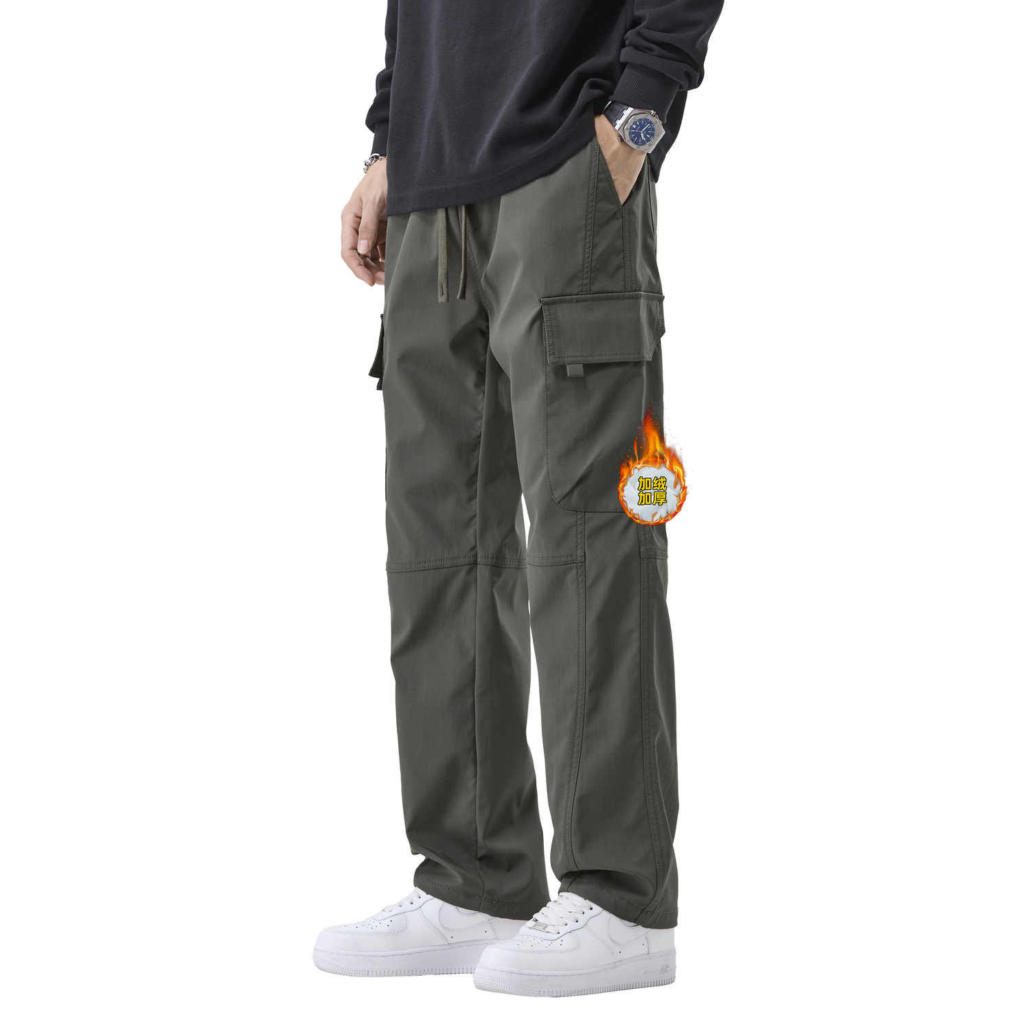 

Повседневные брюки Unisex тонкие прямого кроя FUERZA, army зеленый (fleece-lined)