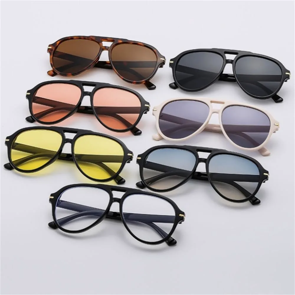 

Ретро овальные солнцезащитные очки для женщин и мужчин, винтажная оправа с двойной перемычкой, солнцезащитные очки с защитой от УФ-излучения UV400 HDUBFY, 3