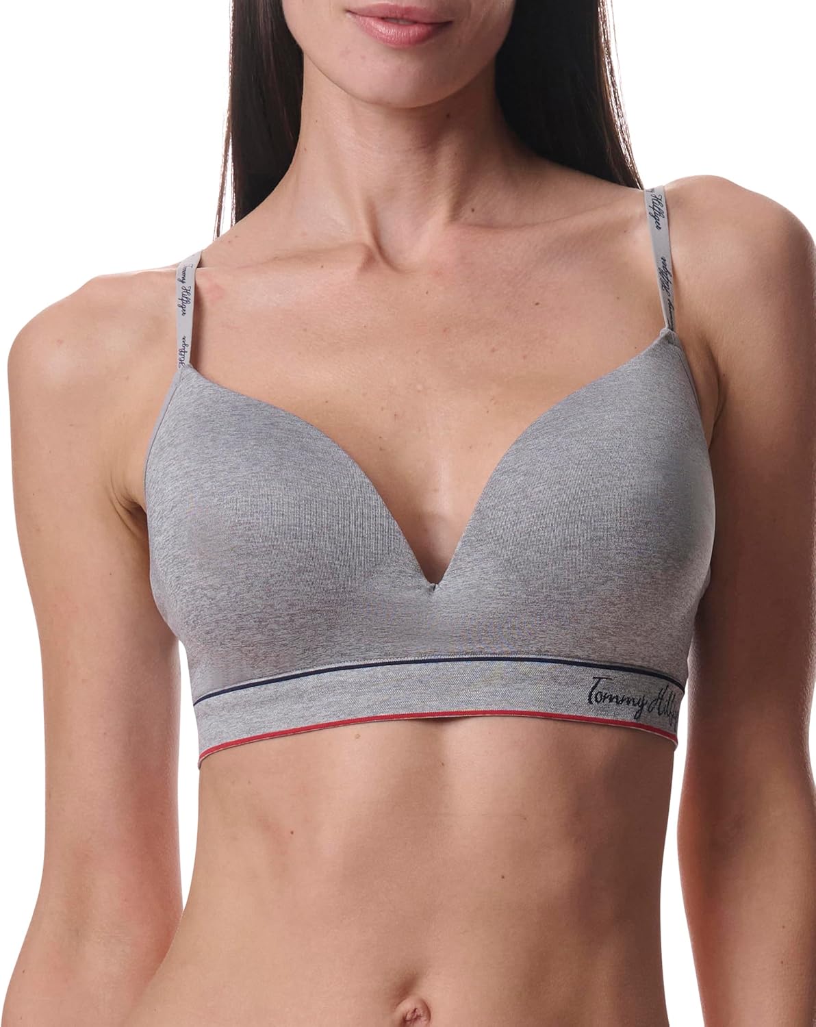

Женский бесшовный бюстгальтер-бралетт Tommy Hilfiger со слегка подкладкой и без косточек, Heather Grey