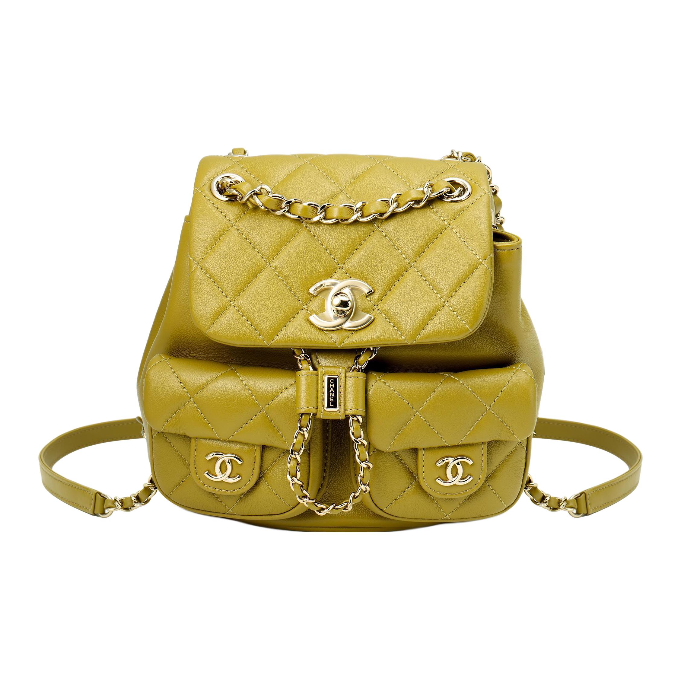 

CHANEL Женский зеленый рюкзак из телячьей кожи