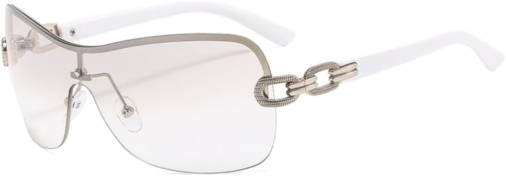 

Популярные киберпанк-солнцезащитные очки, популярные женские солнцезащитные очки класса люкс, мужские очки для велоспорта и путешествий с защитой от УФ-излучения UV400 TVTBBVV, White Silver