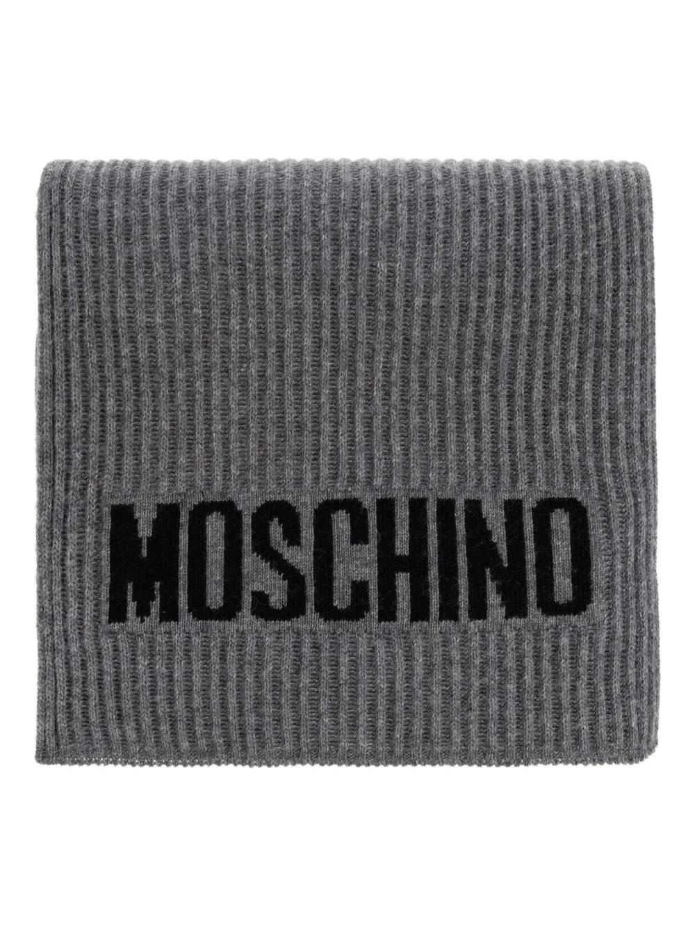

Шарф вязки интарсия с логотипом Moschino, серый
