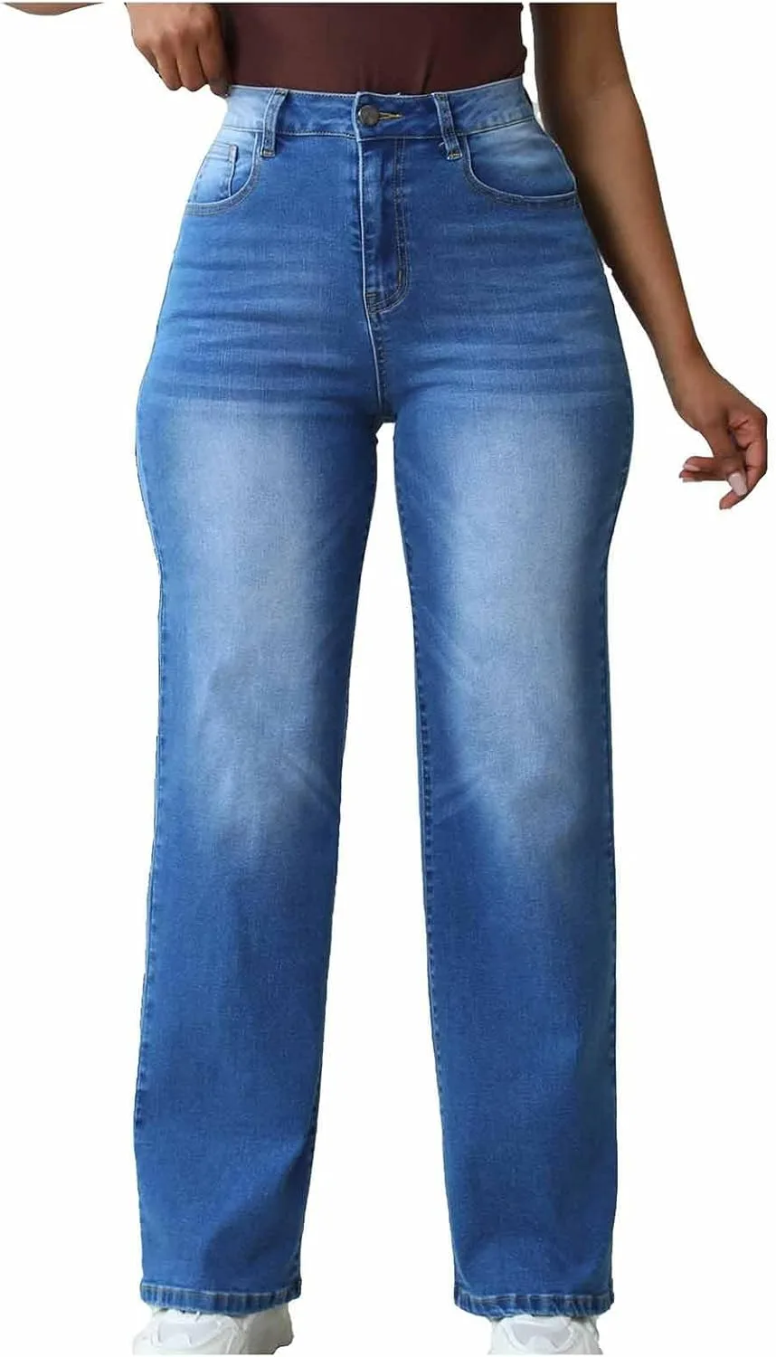 

FZYLQY женские потертые прямые джинсы boyfriend с высокой посадкой