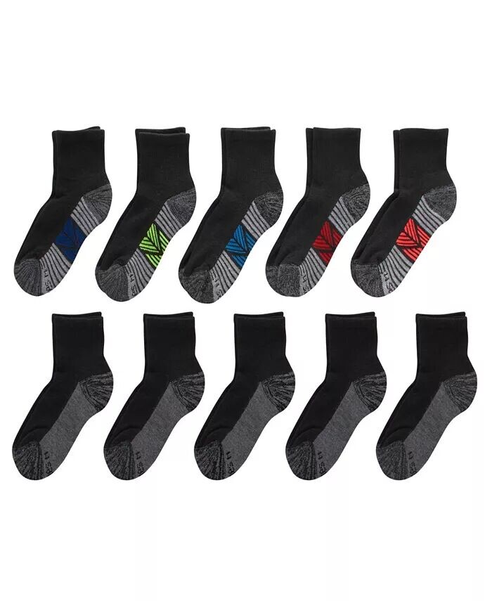 

Носки Big Boys Ultimate Ankle Socks, упаковка из 10 шт Hanes, черный
