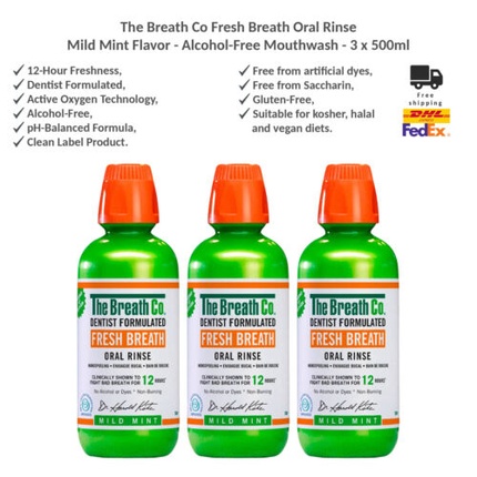 

Ополаскиватель для полости рта Fresh Breath с мягким мятным вкусом, без спирта The Breath Co