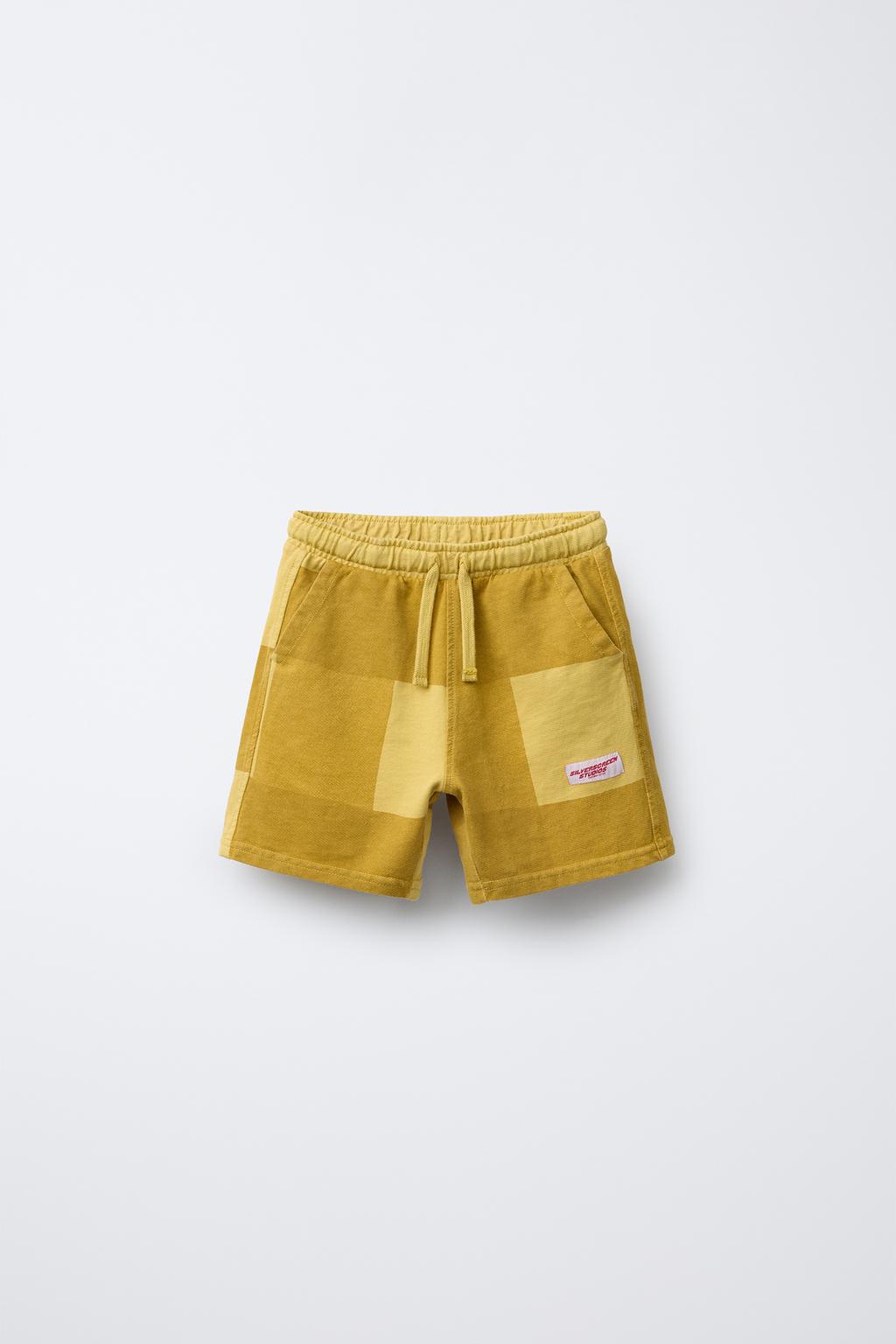 

Клетчатые плюшевые шорты-бермуды ZARA, цвет Mustard