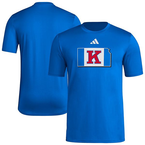 Мужская футболка kansas jayhawks с контуром штата для предыгровой разминки Adidas — фото 2