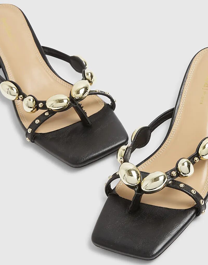 Босоножки River Island Studded на тонком каблуке черного цвета — фото 3