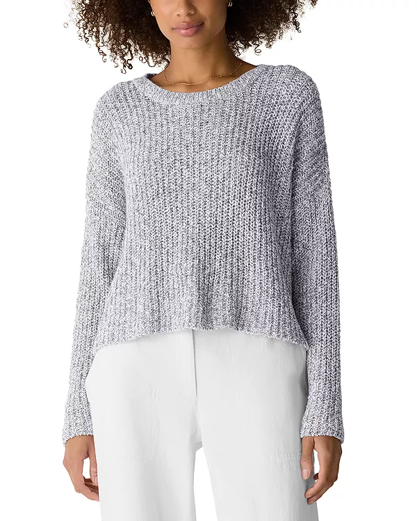

Свитер свободного кроя с круглым вырезом Eileen Fisher, серый