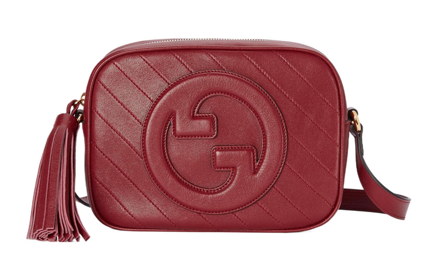 

GUCCI Кожаная сумка кроссбоди бордового цвета