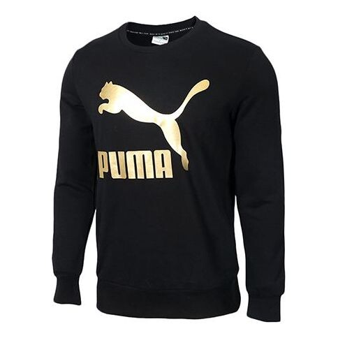 

Толстовка classics logo crew sports round neck pullover black Puma, черный