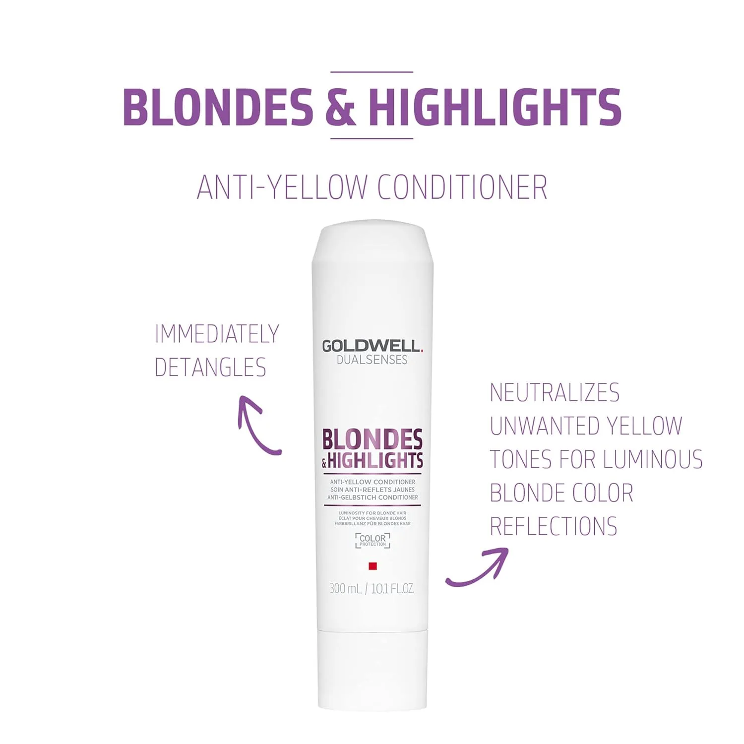 Кондиционер против желтизны Goldwell Dualsenses Blondes & Highlights 300 мл (.), yellow — фото 2