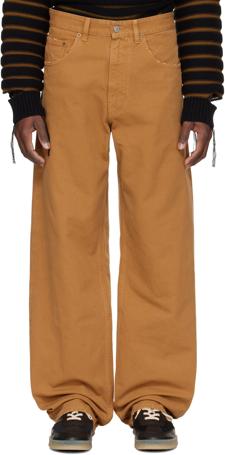 

Брюки из холщовой ткани цвета загара MM6 Maison Margiela