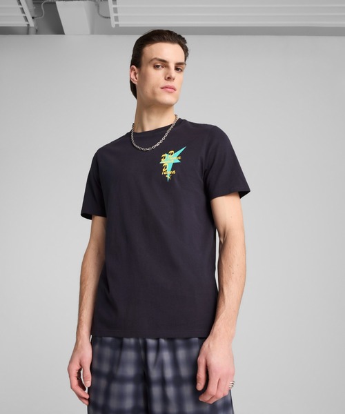 

Мужская футболка с коротким рукавом, графический принт PUMA, темно-синий