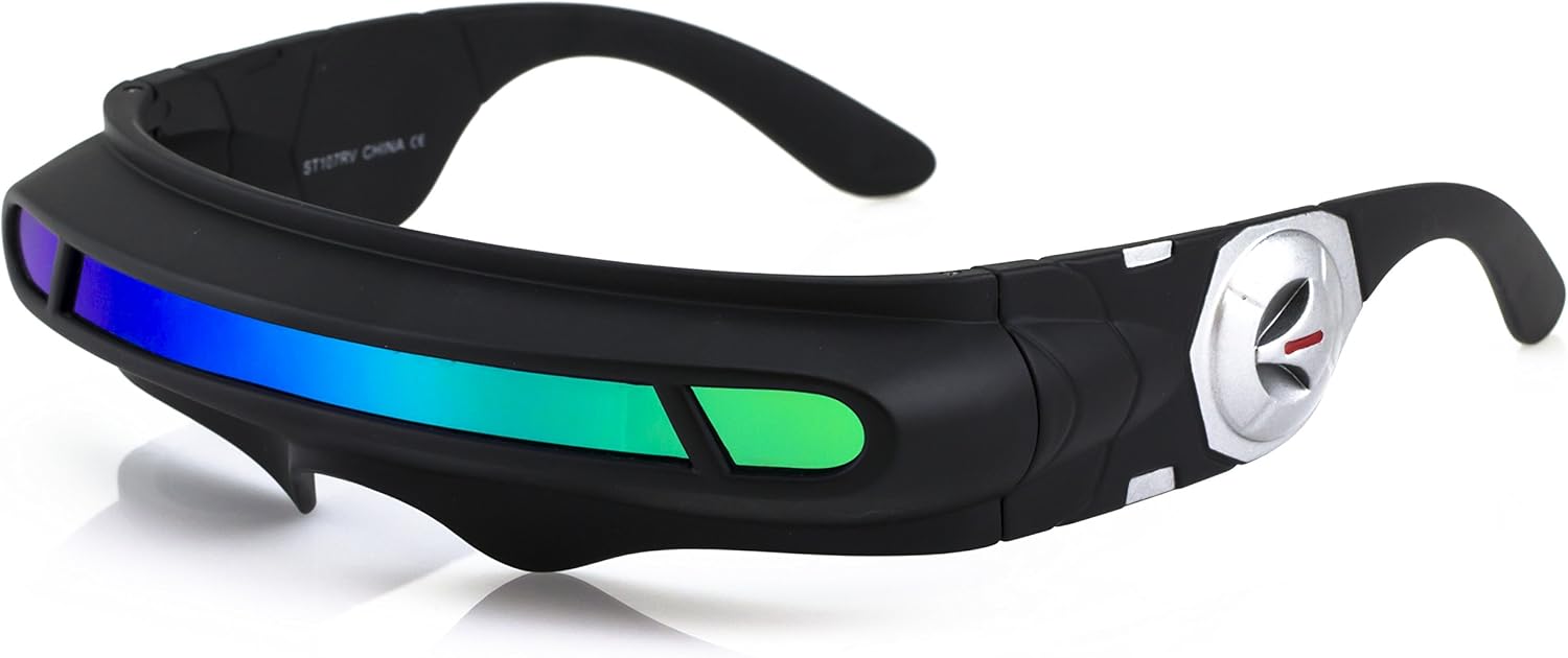 

FLAWLESS EYEWEAR Футуристические очки в стиле космического пришельца для вечеринки, щит циклопа, цветные зеркальные монолинзы, солнцезащитные очки-обтекатели 147 мм, Green