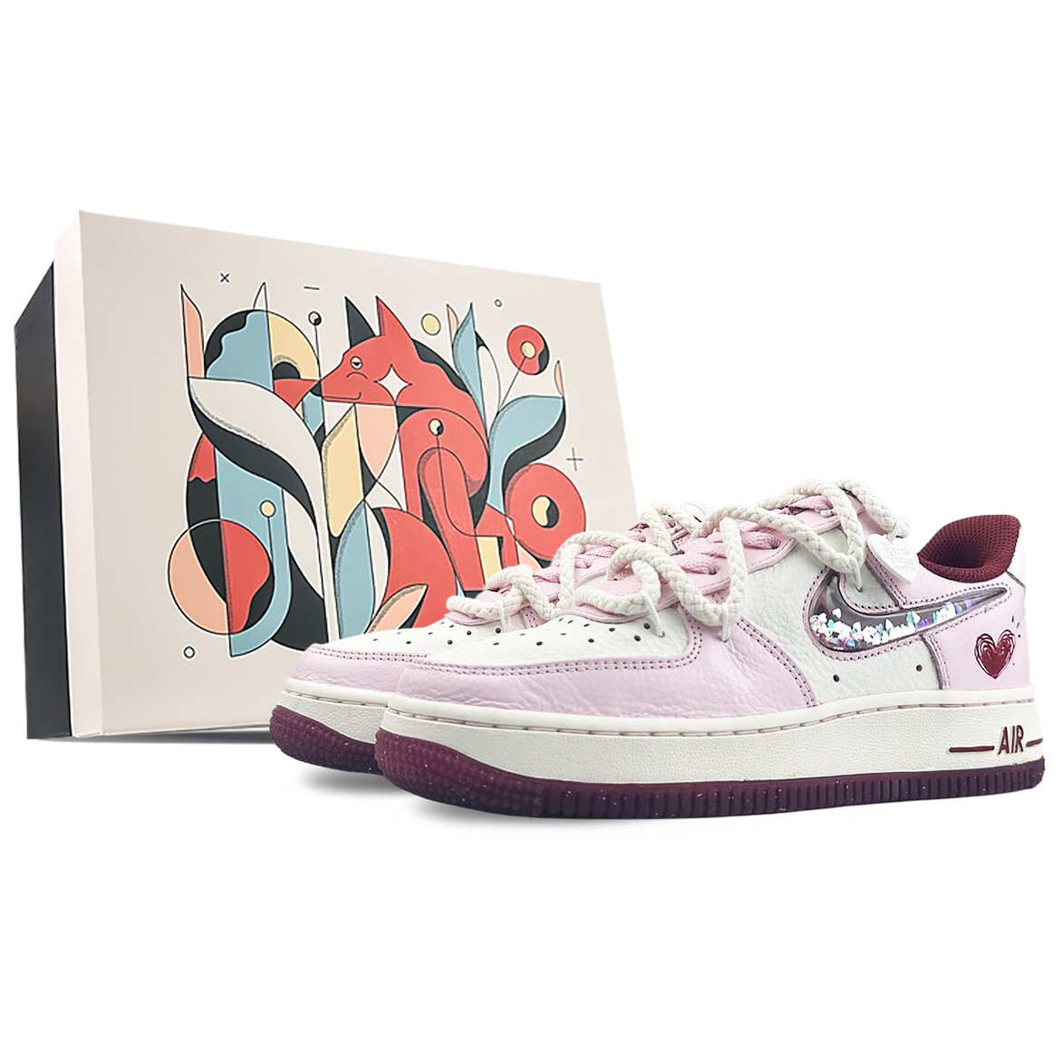 

Кроссовки Nike Air Force 1 Skateboard Shoes Women's Low-Top White Pink, розовый