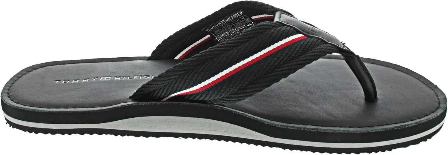 Tommy Hilfiger Herren Hilfiger Кожаные пляжные сандалииfm0fm05027 Zehentrenner, Black — фото 3