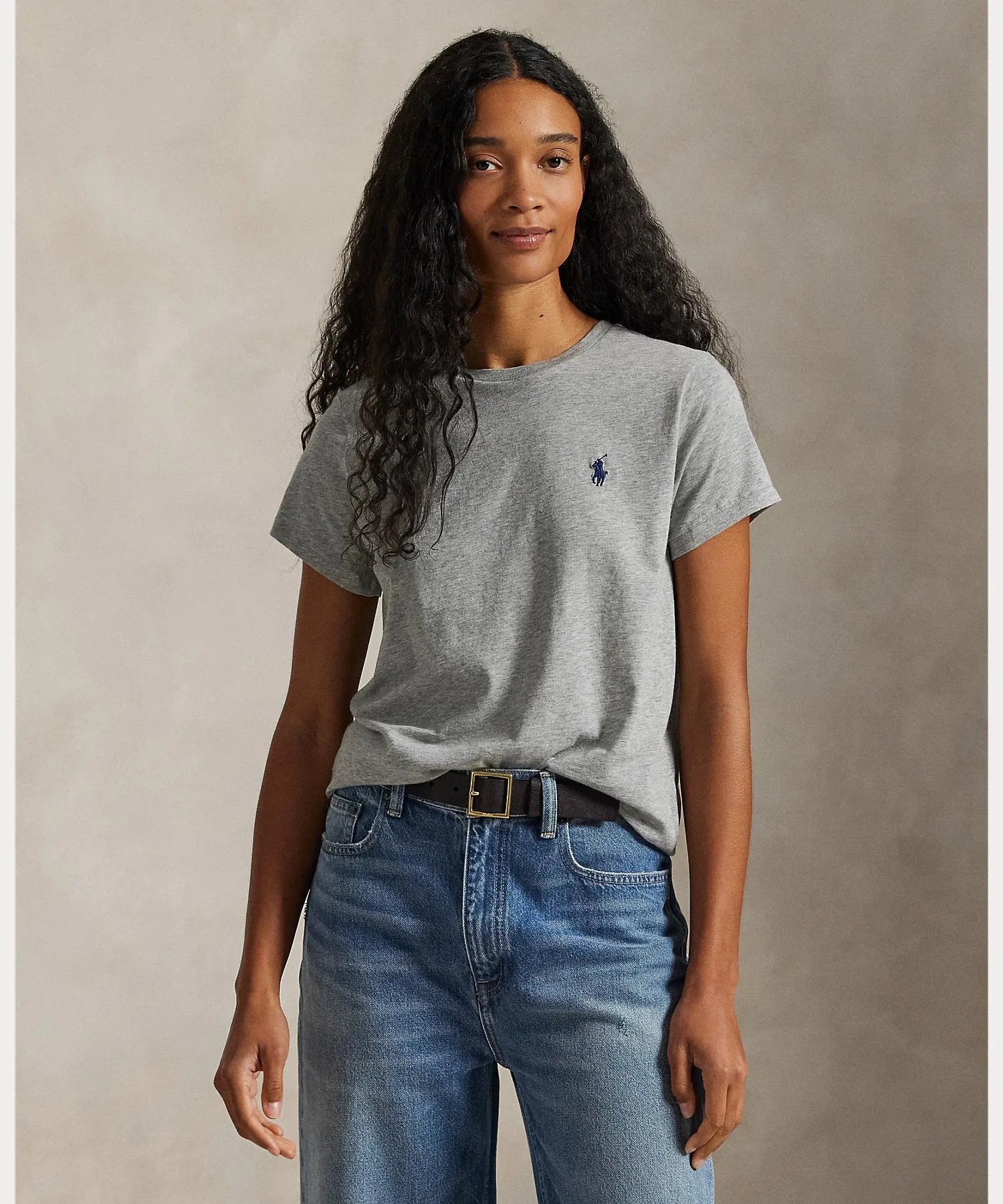 Женская хлопковая футболка POLO RALPH LAUREN серая