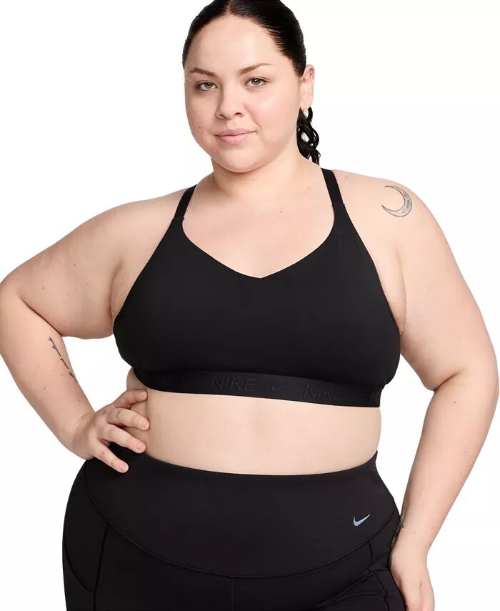 

Спортивный бюстгальтер Indy Low Impact с подкладкой Plus Size Nike, черный